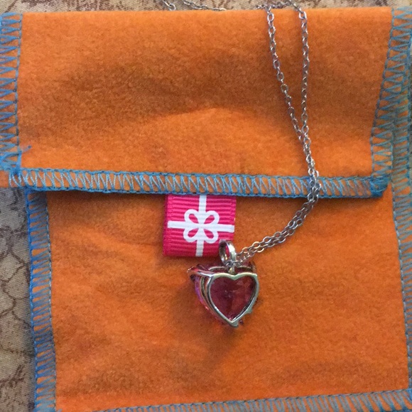 Lab created Pink and White Sapphire Heart necklace - Picture 11 of 13